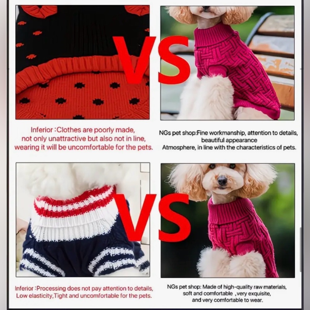 🥳 2 for $15 🥳 Red and Black Cable-Knitted Heart Club Spade Dog or Cat Sweater - Picture 11 of 11